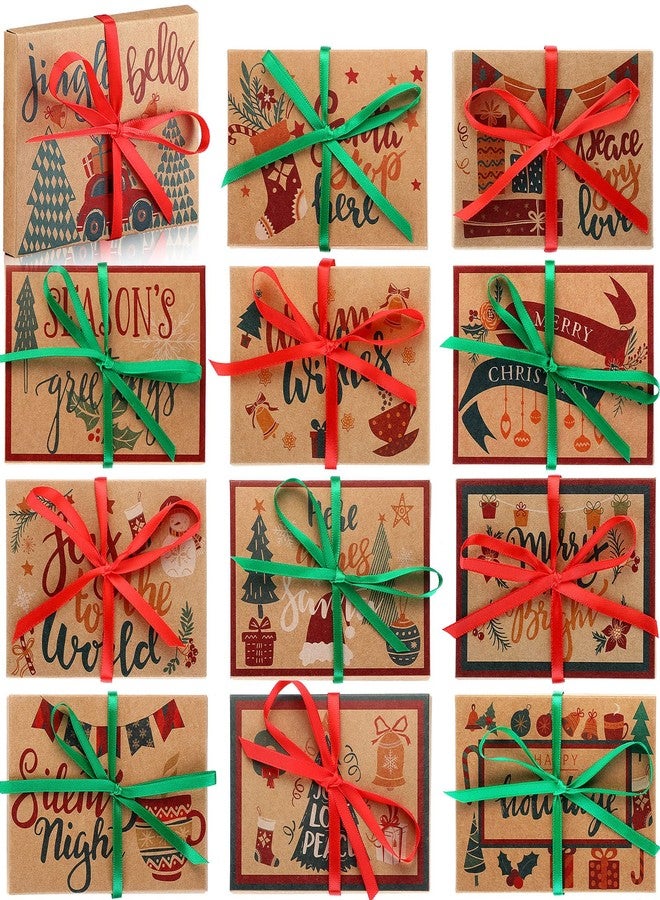 مارسبارك مجموعة مارسبارك المكونة من 48 قطعة من صناديق حامل بطاقات هدايا عيد الميلاد مع شريط، وأظرف نقود، وصناديق بطاقات لتزيين حفلات عيد الميلاد وتغليف الهدايا (نمط بسيط). - Image 1